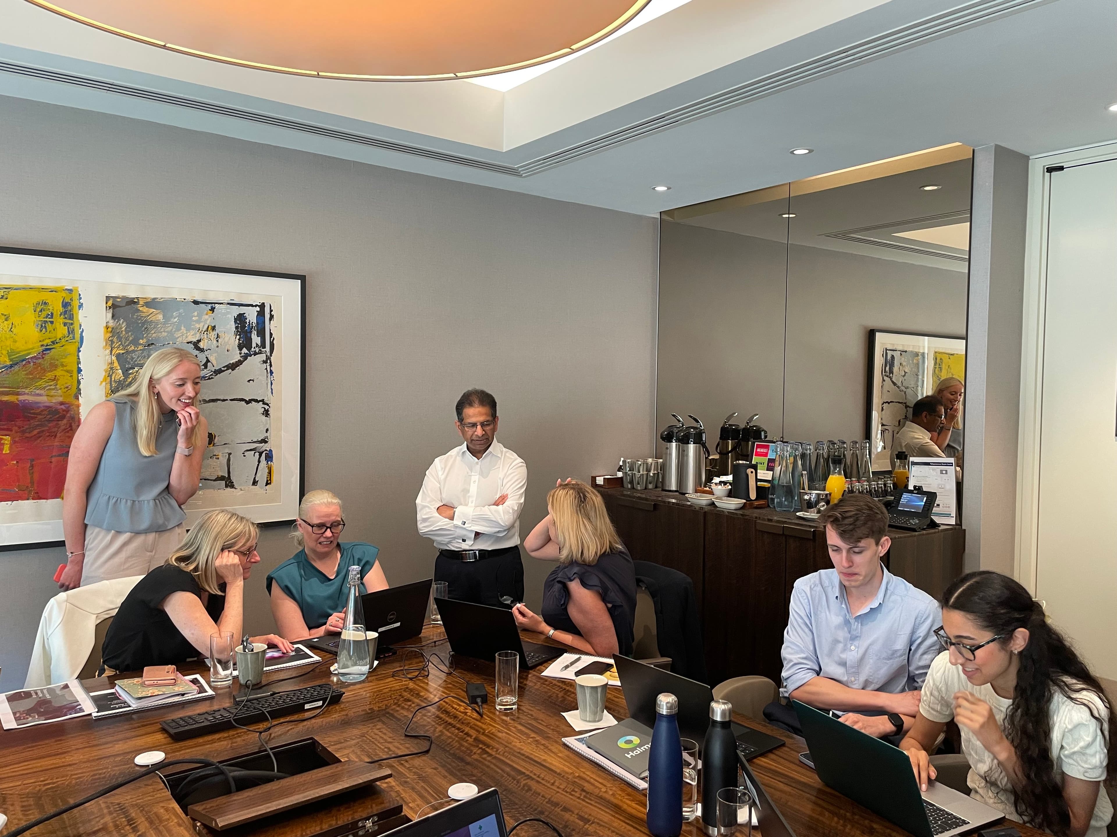 YourTreasury practitioners working alongside a treasury team in a London boardroom — retainer delivery in practice.